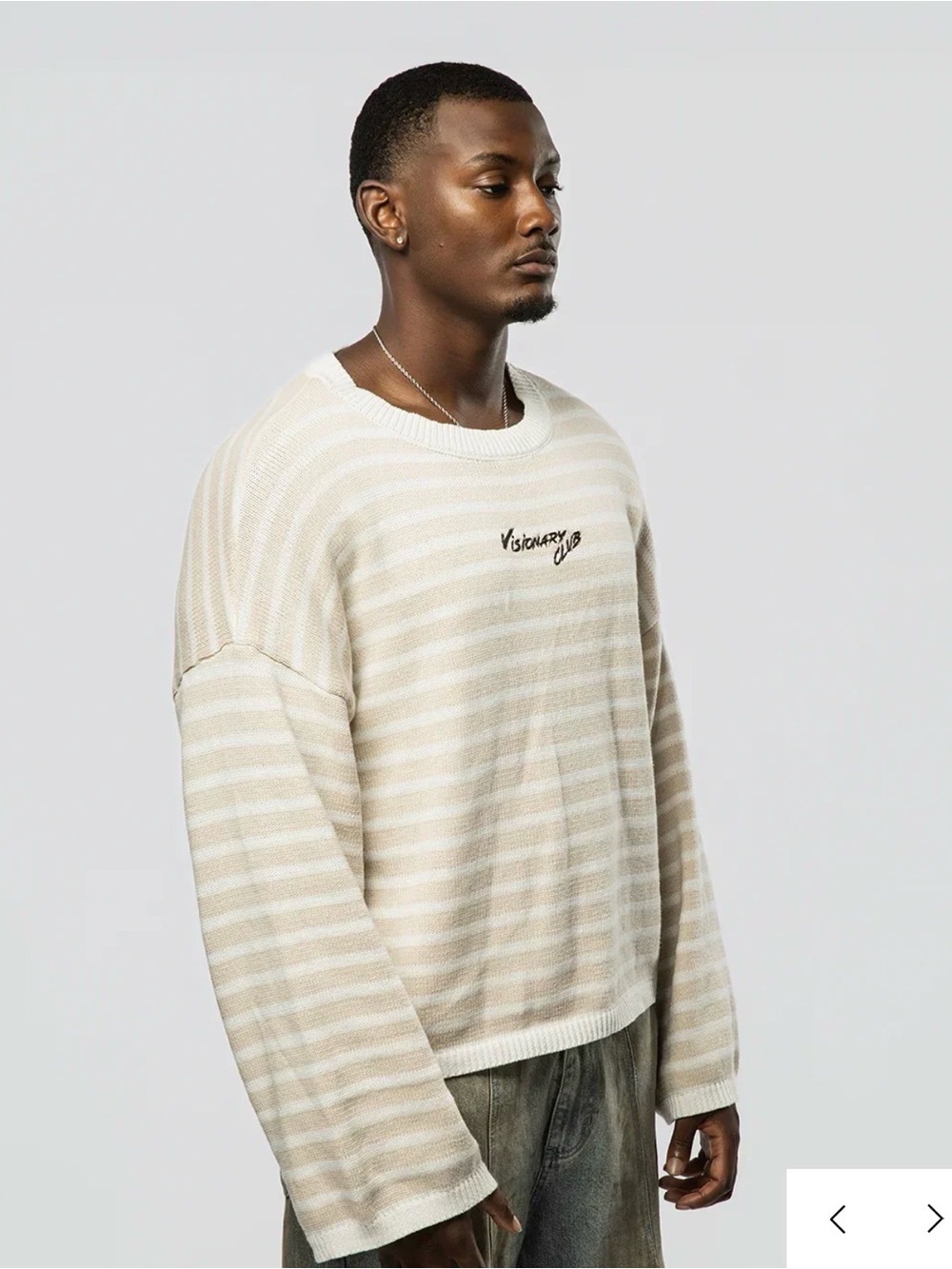Visionary Club Oversized Knit Crewneck Size M Streetwear Sweater - Picture 3 of 10